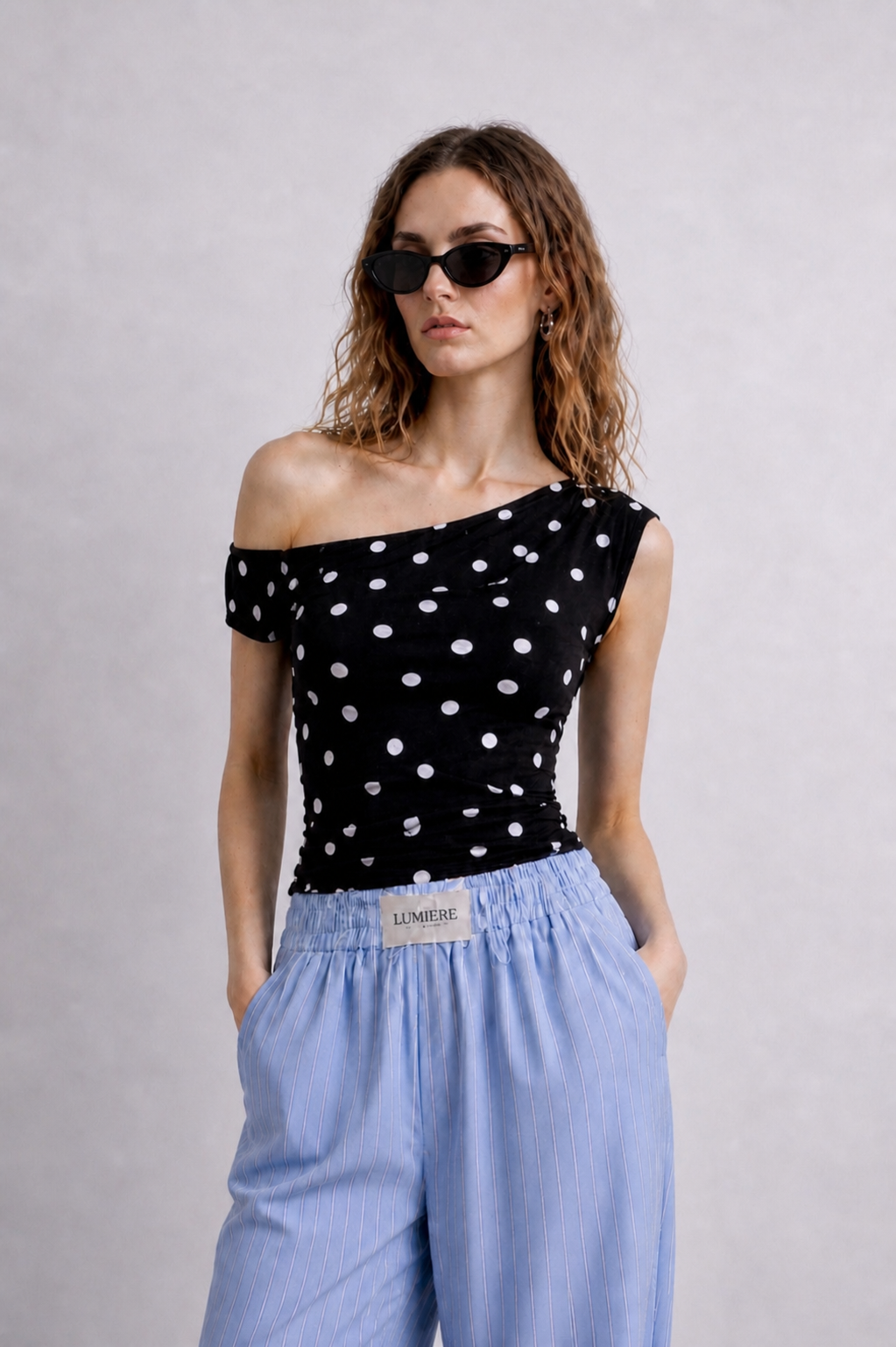 Noir Polka Asym Top